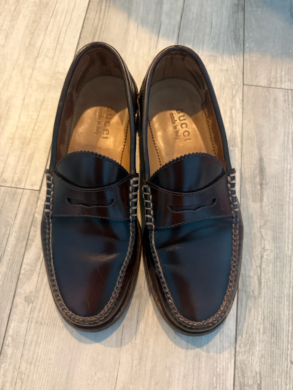 Gucci Men’s Brown Leather Penny Loafers - Picture 2 of 7